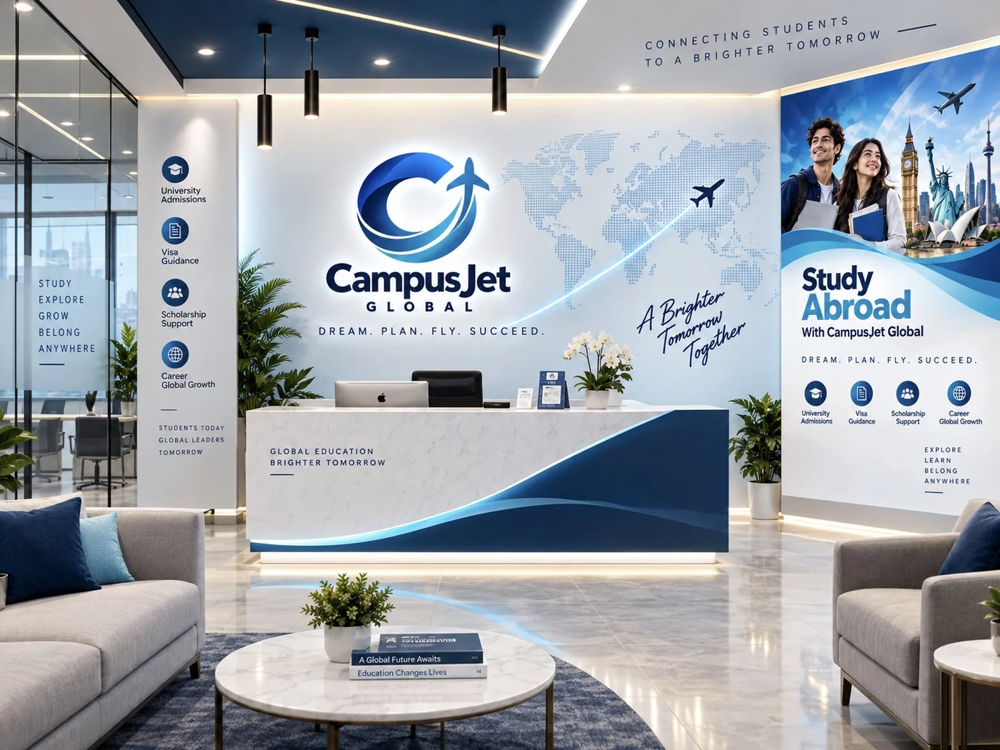 CampusJet Global branded student consultation reception